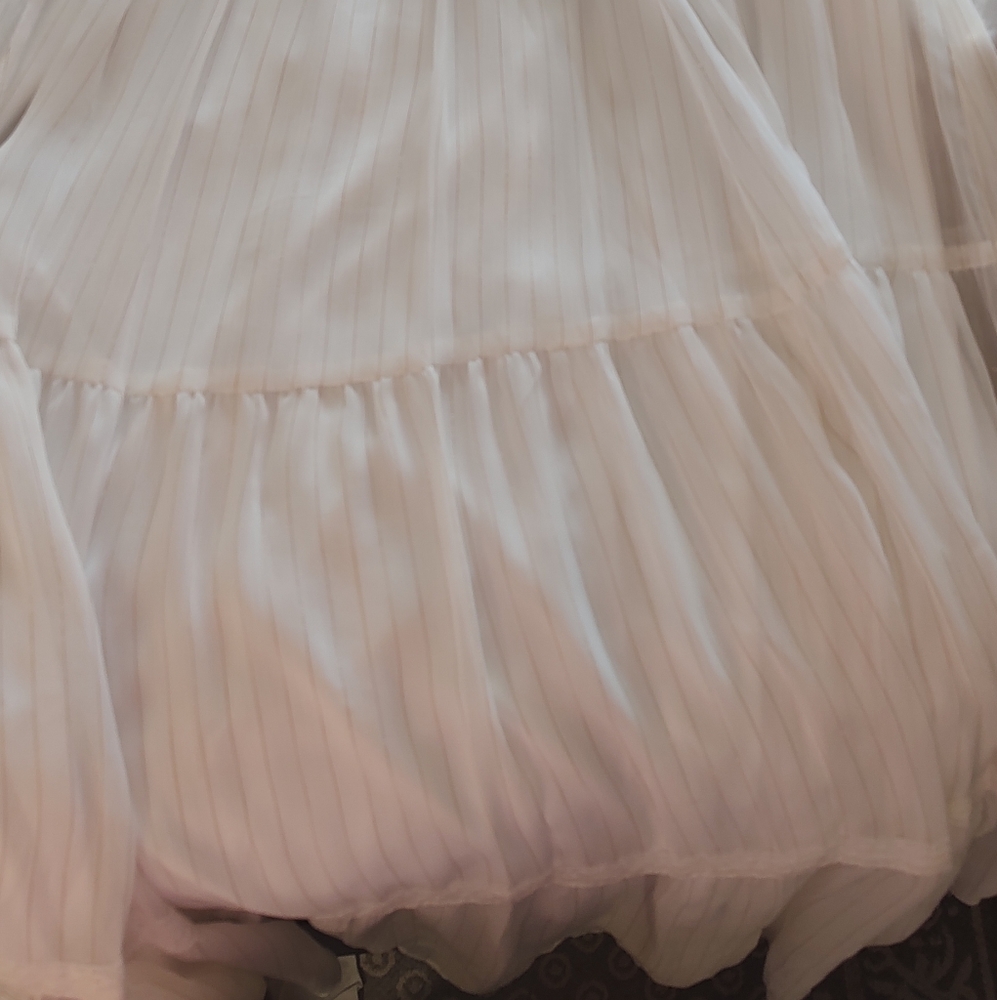 brand new with tags, white with light gold stripes chiffon dress